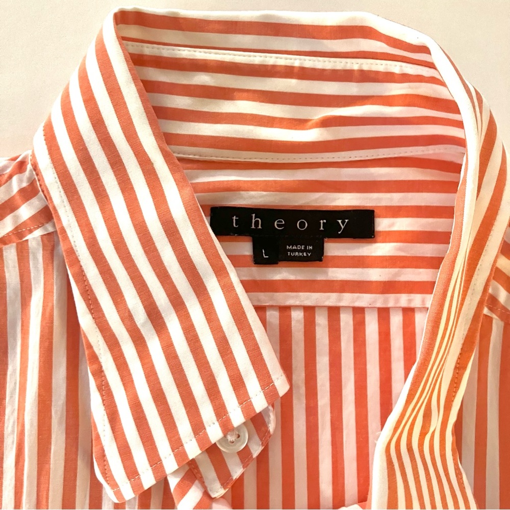 Theory Orange Striped Shirt